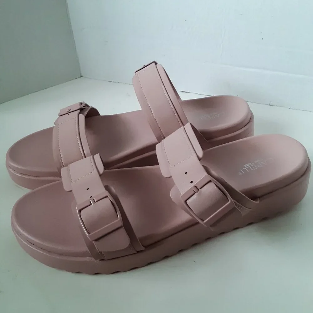 Platform Sandal size 11M Women's Pale Pink Color Faux Leather